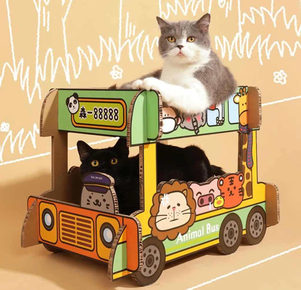 Animal Bus Scratching Board Tiny Pet