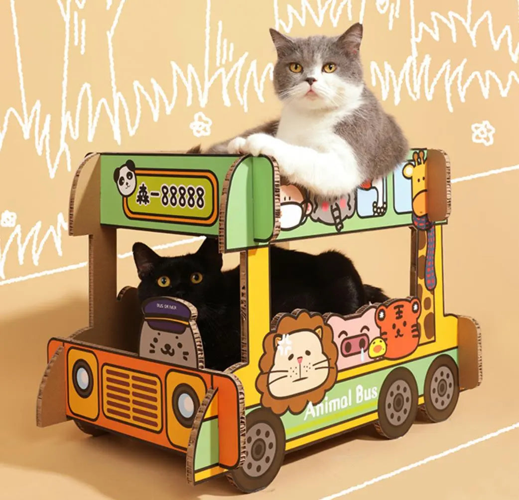Animal Bus Scratching Board Tiny Pet
