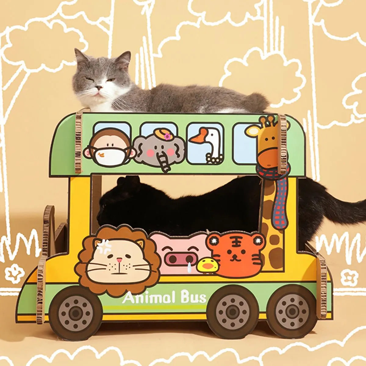 Animal Bus Scratching Board Tiny Pet