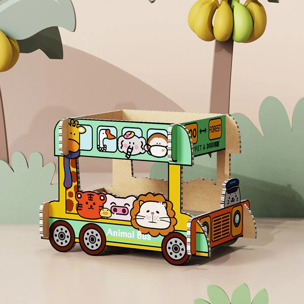 Animal Bus Scratching Board Tiny Pet