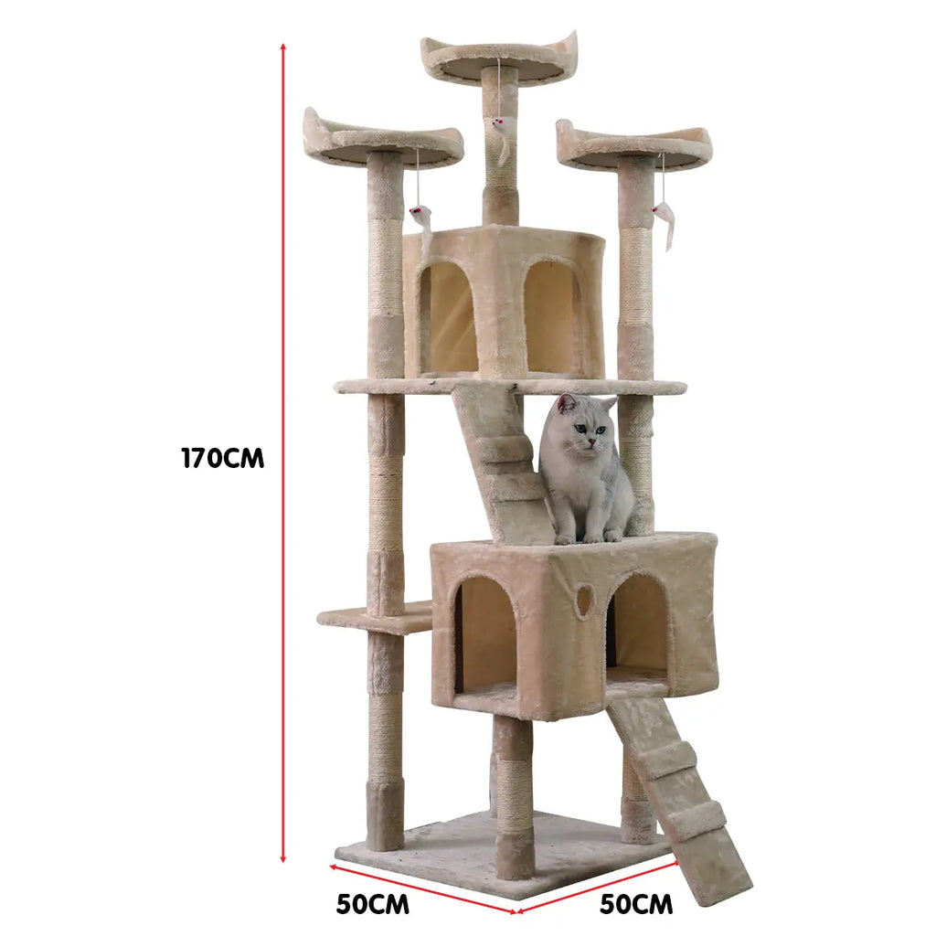 170cm Cat Tree Scratching Post - Beige NNEDPE