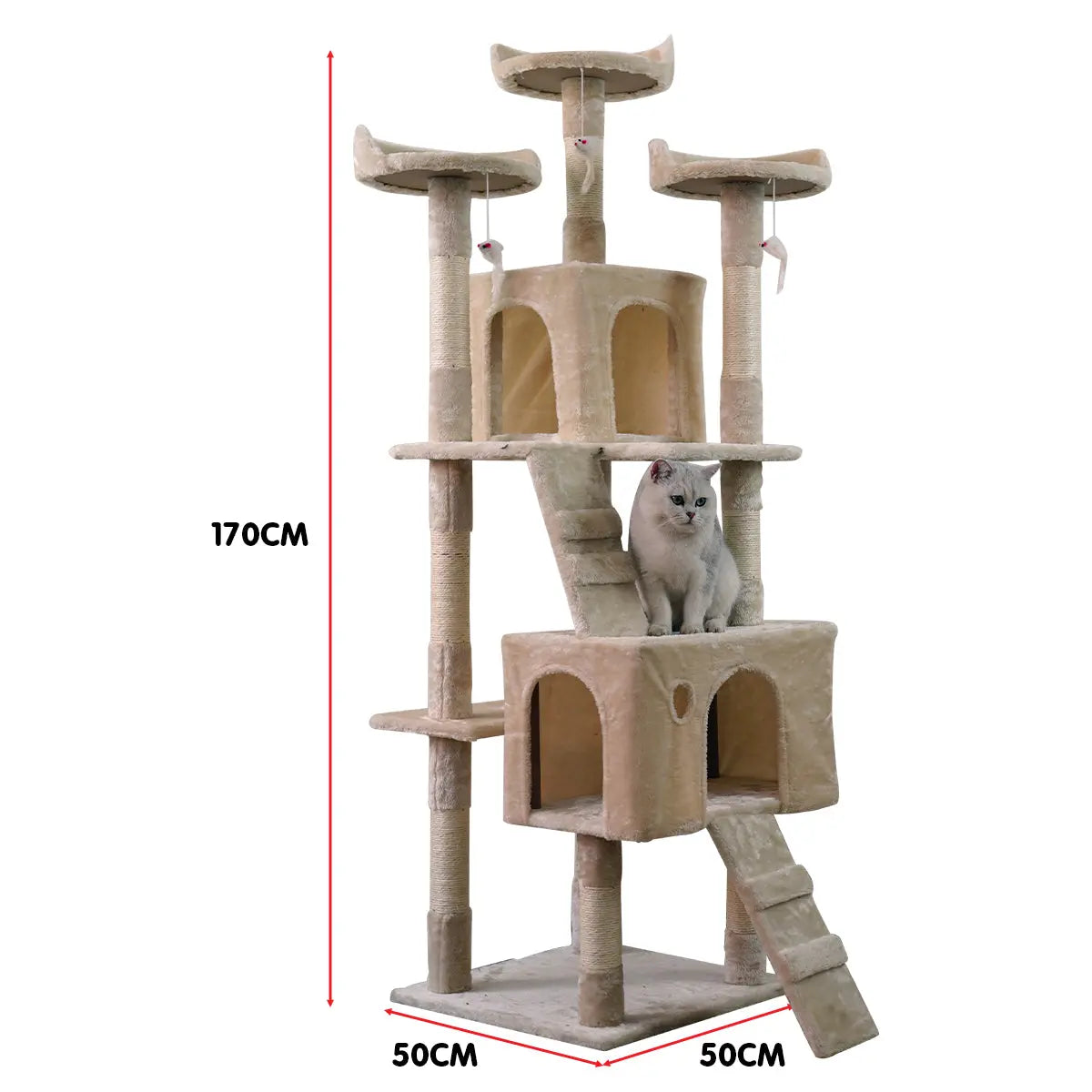 170cm Cat Tree Scratching Post - Beige NNEDPE
