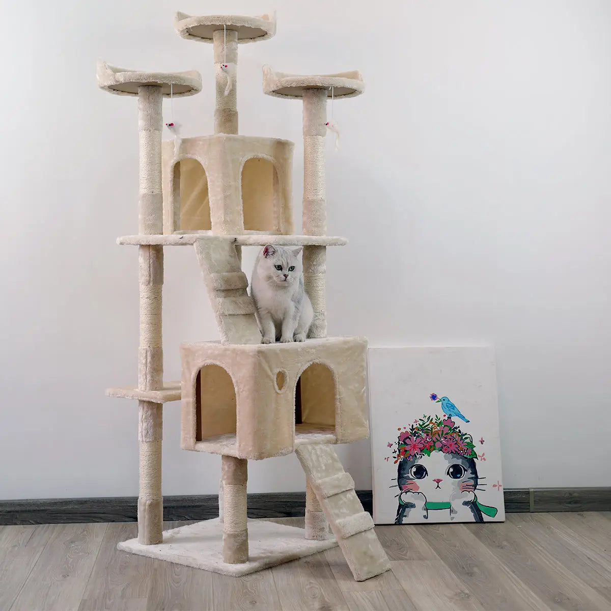 170cm Cat Tree Scratching Post - Beige NNEDPE