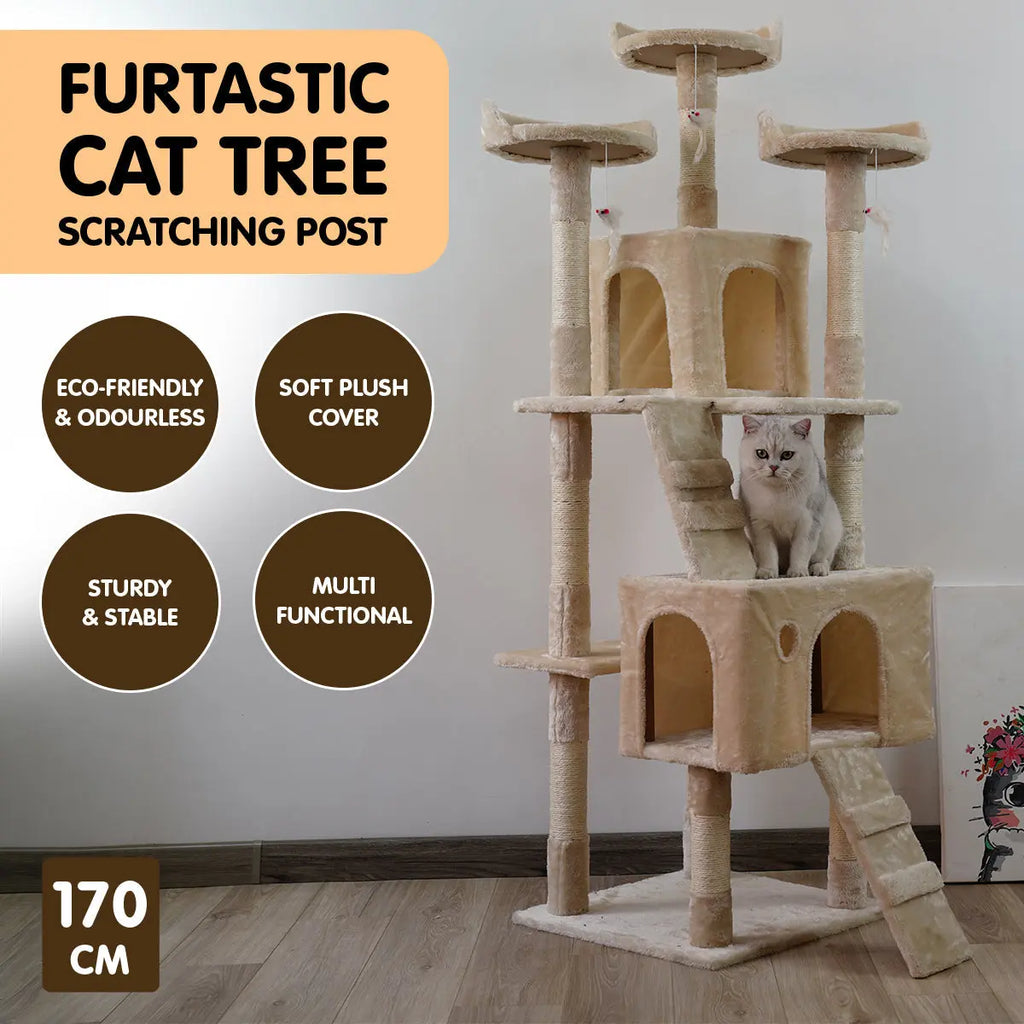 170cm Cat Tree Scratching Post - Beige NNEDPE