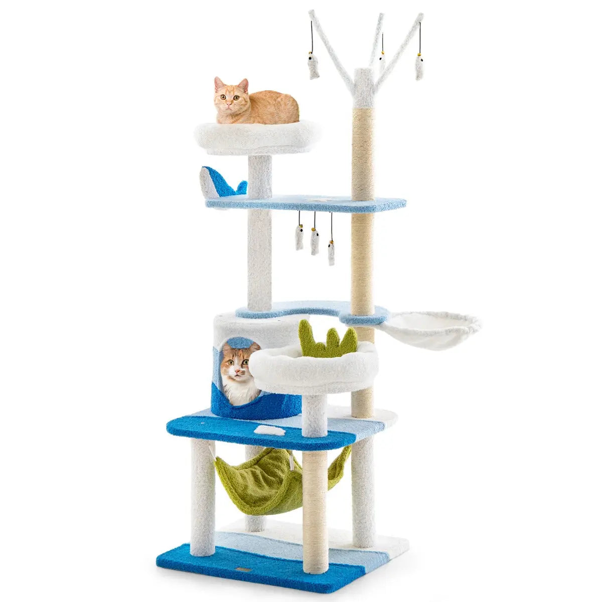 NNECW Multi-level Ocean-themed Cat Tree with Sisal Covered Scratching Posts NNECW