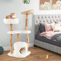 NNECW 124 CM Tall Wooden Cat Tree with Jute Scratching Posts For Pet NNECW