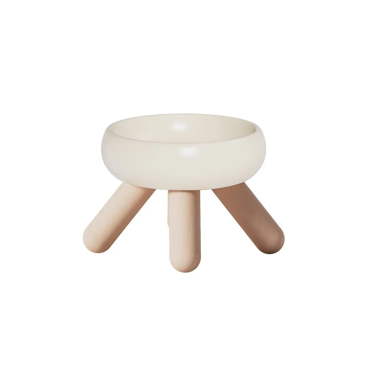 Elevated Ceramic Pet Bowl with Wooden Stand Meoof
